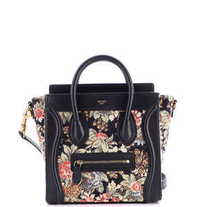 Celine Nano Luggage Bag Printed Jacquard and Leather